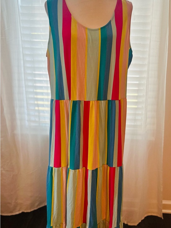 Lands' End Dresses & Skirts - Lands' End Women's Plus 2X Maxi Dress Striped Sleeveless Knit Cotton Blend
